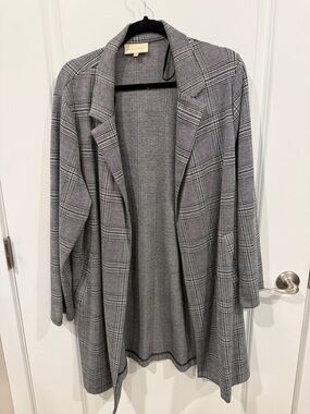 MELLODAY Gray Plaid Open Front Blazer